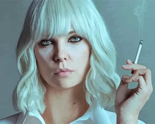 Atomic Blonde Charlize Theron Smoking Diamond Painting