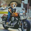 Beagle Dog On Motorcycle Diamond Painting