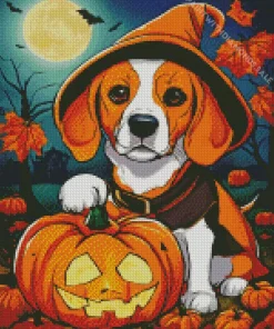 Beagle Dog With Pumpkin Diamond Painting