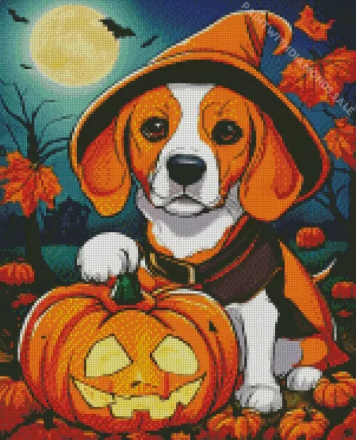 Beagle Dog With Pumpkin Diamond Painting