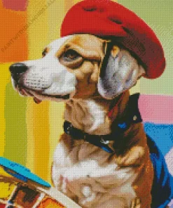 Beagle Dog With Red Hat Diamond Painting