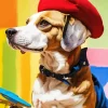 Beagle Dog With Red Hat Diamond Painting