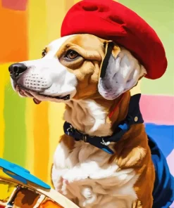 Beagle Dog With Red Hat Diamond Painting