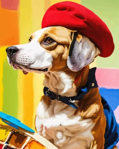 Beagle Dog With Red Hat Diamond Painting