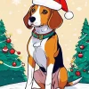 Beagle Dog With Santa Hat Diamond Painting