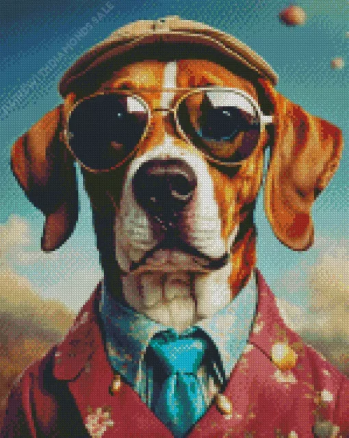 Beagle Dog With Sunglasses Diamond Painting