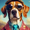 Beagle Dog With Sunglasses Diamond Painting