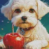 Bichon Frise Eating Candy Apple Diamond Painting