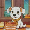 Bichon Frise With A Cake Diamond Painting