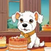 Bichon Frise With A Cake Diamond Painting