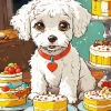 Bichon Frise With Cakes Diamond Painting