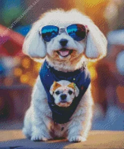 Bichon Frise with Sunglasses Diamond Painting