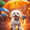 Bichon Frise With Umbrella Diamond Painting