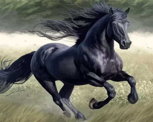 Black Horse Animal Diamond Painting