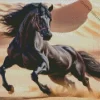 Black Horse In Desert Diamond Painting