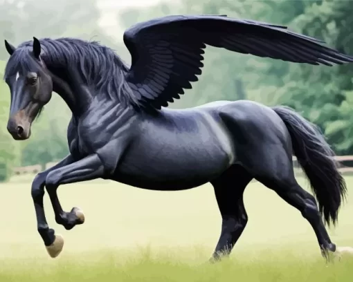 Black Horse With Wings Diamond Painting