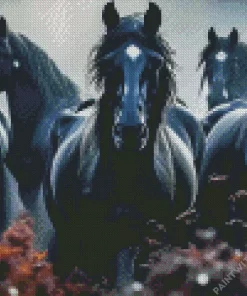 Black Horses Diamond Painting