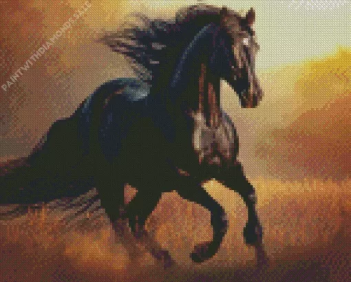 Black Horses Run Diamond Painting