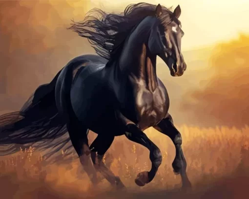 Black Horses Run Diamond Painting