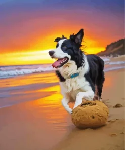 Border Collie In Beach Diamond Painting