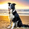 Border Collie With Beach Sunset Diamond Painting