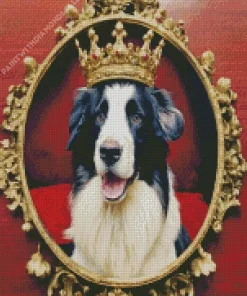 Border Collie With Crown Diamond Painting