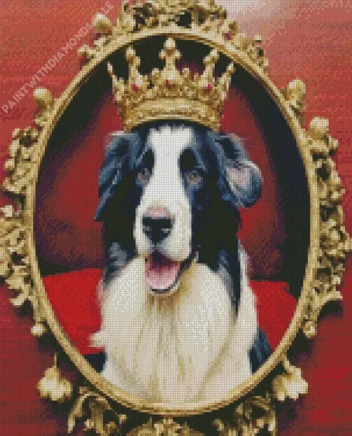 Border Collie With Crown Diamond Painting