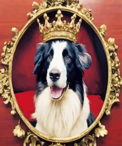 Border Collie With Crown Diamond Painting