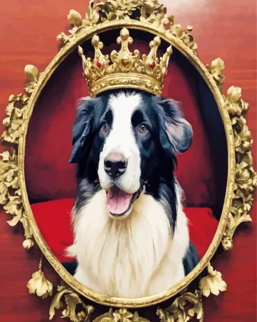 Border Collie With Crown Diamond Painting