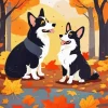 Border Collies In Autumn Leaves Diamond Painting