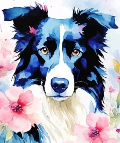 Border Collies In Flowers Diamond Painting