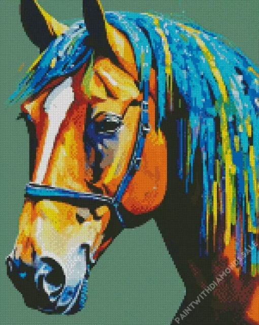 Brown Horse With Colorful Hair Diamond Painting