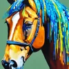 Brown Horse With Colorful Hair Diamond Painting