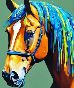 Brown Horse With Colorful Hair Diamond Painting