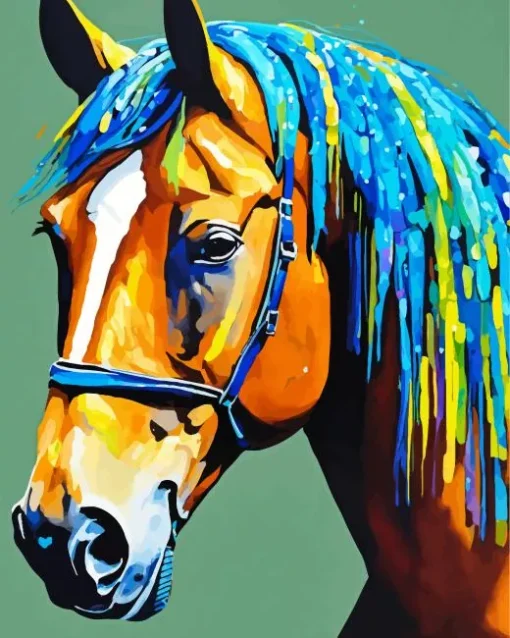 Brown Horse With Colorful Hair Diamond Painting