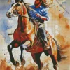 Brown Horse With Cowboy Diamond Painting