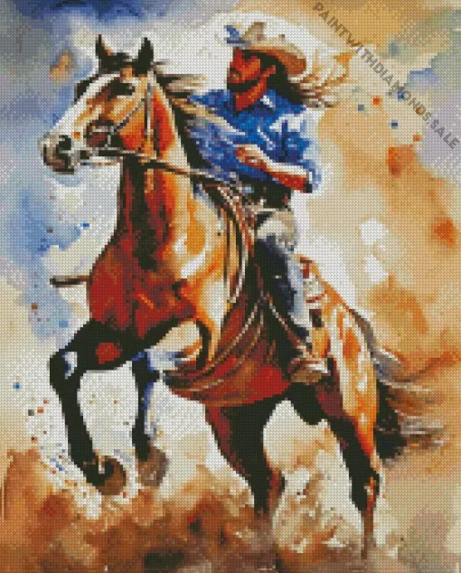 Brown Horse With Cowboy Diamond Painting