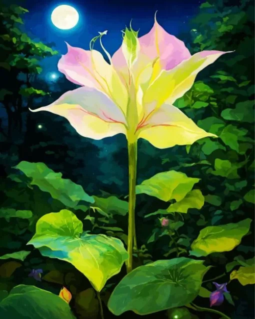 Calla Lily With Full Moon Diamond Painting