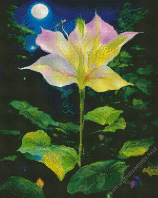 Calla Lily With Full Moon Diamond Painting