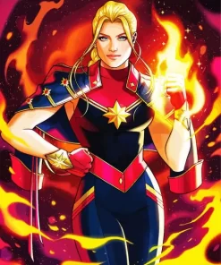 Captain Marvel Comic Book Diamond Painting