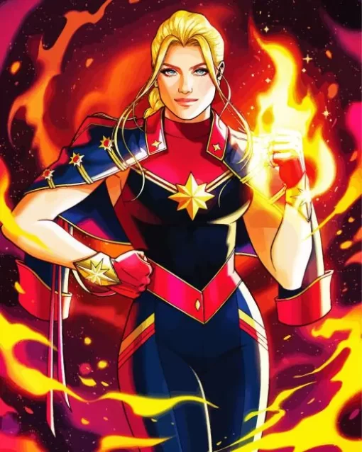 Captain Marvel Comic Book Diamond Painting