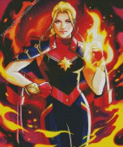 Captain Marvel Comic Book Diamond Painting