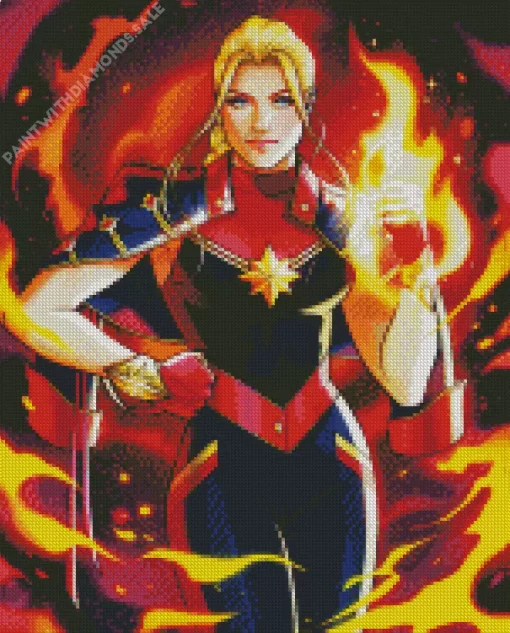 Captain Marvel Comic Book Diamond Painting