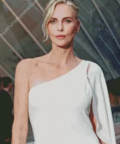 Charlize Theron Wearing White Diamond Painting