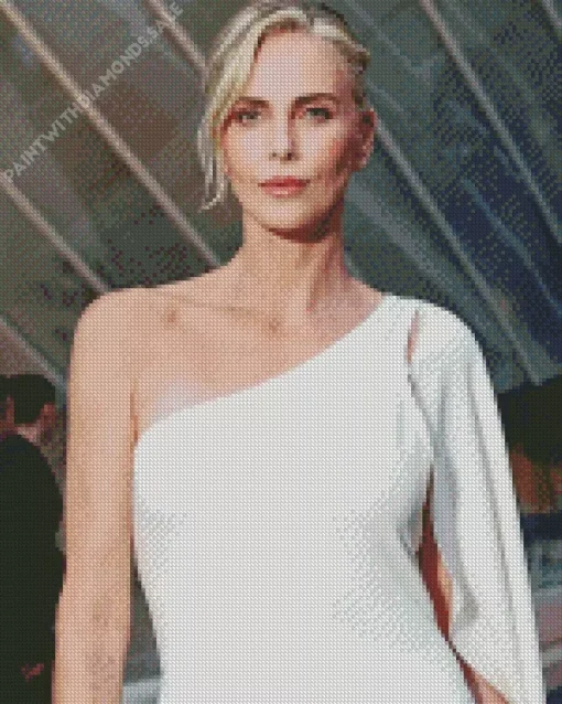 Charlize Theron Wearing White Diamond Painting