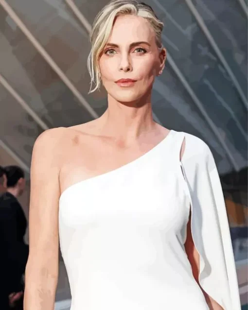 Charlize Theron Wearing White Diamond Painting