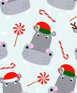 Christmas Hippos Diamond Painting