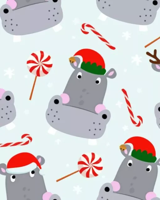 Christmas Hippos Diamond Painting