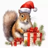 Christmas Squirrel With Gifts Diamond Painting