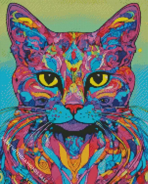 Colorful Cat Abstract Diamond Painting